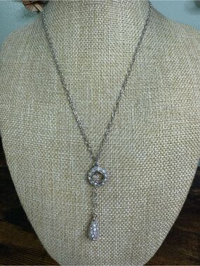 Lia Sophia Silver Crystal Lariat Necklace